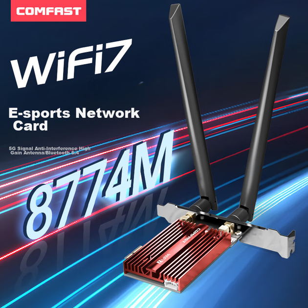 Беспроводной сетевой адаптер COMFAST CF-BE200Pro WiFi7 BE8800, внутренний интерфейс PCIe для настольного компьютера, беспроводной двухдиапазонный гигабитный приемник Wi-Fi Bluetooth 5.4 5G. - изображение 4