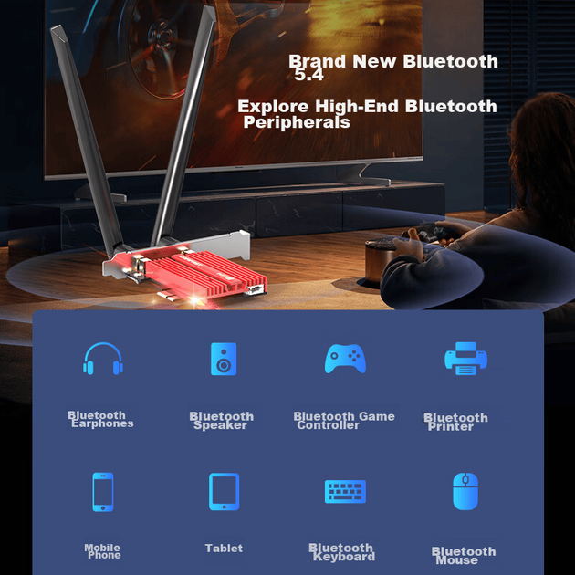 Беспроводной сетевой адаптер COMFAST CF-BE200Pro WiFi7 BE8800, внутренний интерфейс PCIe для настольного компьютера, беспроводной двухдиапазонный гигабитный приемник Wi-Fi Bluetooth 5.4 5G. - изображение 9