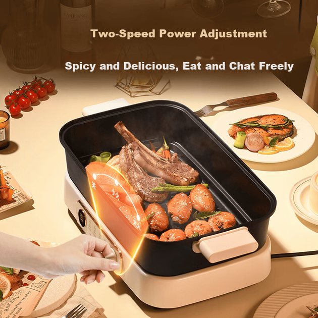 Електрична каструля Liven Electric Hot Pot, електрична каструля для приготування їжі, гаряча каструля, спеціальна каструля для 3-7 осіб, знімна багатофункціональна електрична каструля для приготування їжі та барбекю, 7 л, багатоцільова каструля DHG-710 - изображение 6
