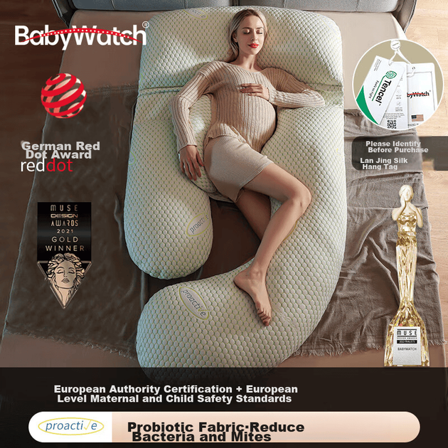 Подушка для вагітних BabyWatch, подушка для підтримки талії для сну на боці, подушка для підтримки живота для сну на боці, багатофункціональна подушка для обіймів у формі букви G для вагітних, Xiwu Gree - зображення 4