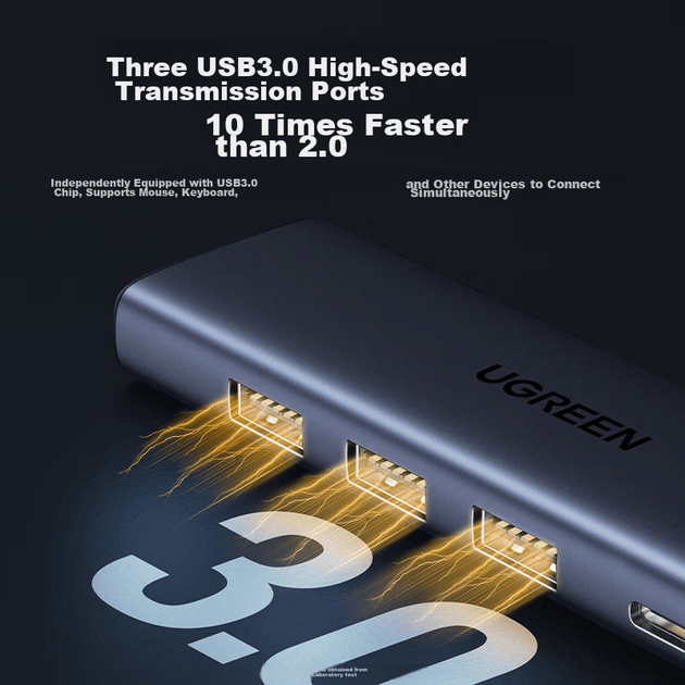 Розширювальна док-станція UGREEN Type-C для HDMI-хаба USB-хаб 3.0 Thunderbolt C порт-адаптер, 1,5-метровий подовжувач для зарядки, сумісний з комп'ютерами Apple, конвертер для настільних комп'ютерів - зображення 5