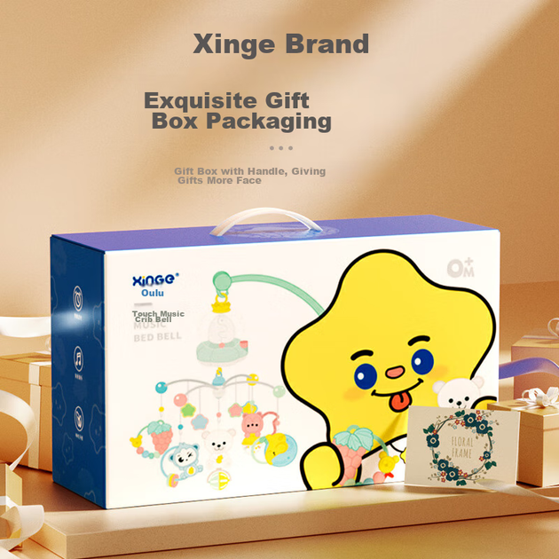 Мобиль для детской кроватки Xinge, с Bluetooth-пультом, перезаряжаемый, музыкальная вращающаяся кроватка, успокаивающий мобиль для малыша, подарок на день рождения, синий. - изображение 4