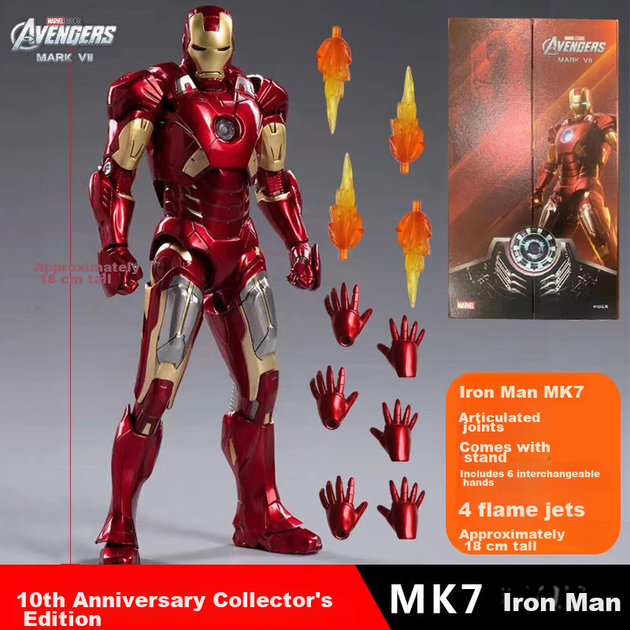 Коллекционная фигурка Железного Человека MK7 от Marvel с подвижными суставами, подарок на день рождения для мальчика. - изображение 4