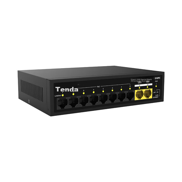Tenda 10-портовий комутатор PoE 100 Мбіт/с, 8-портовий, подвійний аплінк, моніторинг підприємства, спеціалізований, мережевий комутатор, кабельний розгалужувач, один до S10PC - Фото 11 Tenda 10-портовий комутатор PoE 100 Мбіт/с, 8-портовий, подвійний аплінк, моніторинг підприємства, спеціалізований, мережевий комутатор, кабельний розгалужувач, один до S10PC - зображення 11
