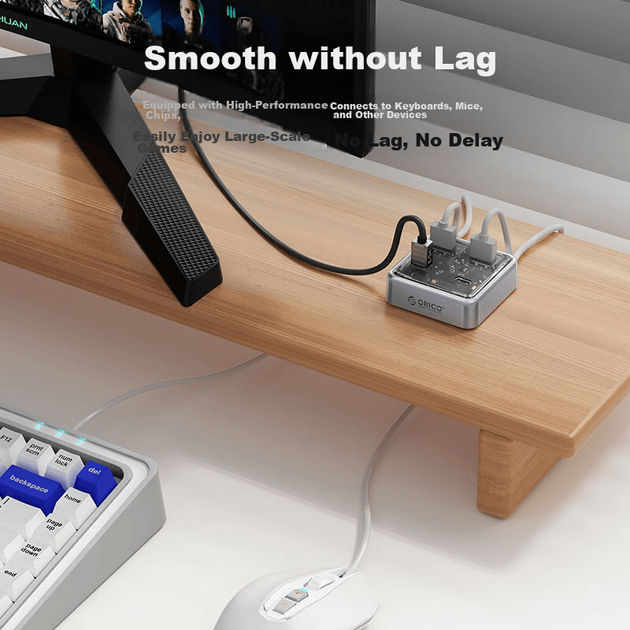 Док-станция ORICO Expansion Dock, концентратор Type-C, высокоскоростной разветвитель USB 3.2 10 Гбит/с, преобразователь One-To для ноутбука, длина кабеля 0,5 метра. - изображение 7