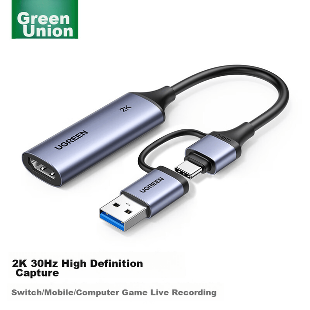 Карта відеозахоплення UGREEN HDMI 4K HD з входом MS2130, сумісна з Switch NS/PS5, комп'ютером, мобільним телефоном, планшетом, камерою, грою, записом прямої трансляції, USB 3.0/Type-C - изображение 12