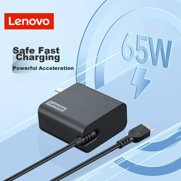 Зарядний пристрій Lenovo 65 Вт, для ThinkPad/Xiaoxin, USB-C, чорний - зображення 9