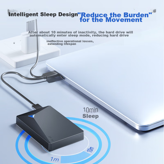 Внешний жесткий диск EAGET, 1 ТБ, двухдисковое резервное копирование, USB 3.0 G20PRO, 2,5 дюйма, внешнее хранилище для данных и фотографий, высокоскоростная передача данных, ударопрочный, черный. - изображение 6