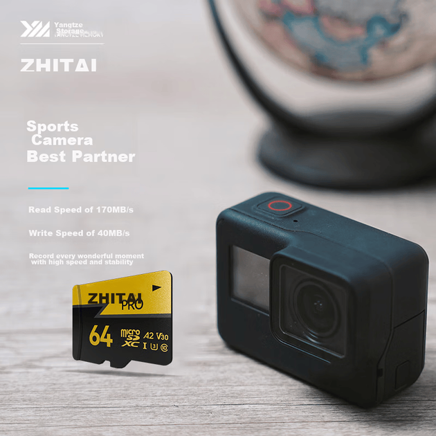 Карта памяти ZhiTai Yangtze Memory Pro microSDXC 64GB UHS-I U3 V30 A2 + SD-адаптер - изображение 7