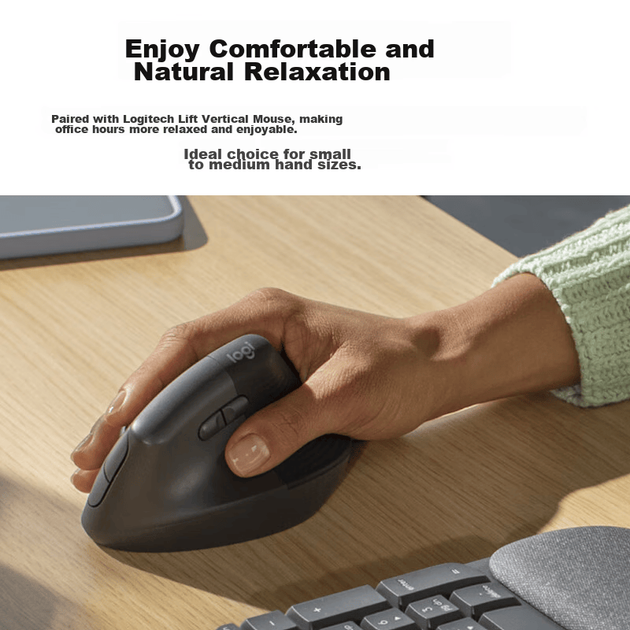 Клавіатура Logitech Wave, ергономічна клавіатура, офісна клавіатура, бездротова синя клавіатура з м'якою підставкою для рук, підключається до 3 пристроїв, графітово-чорна, 99 клавіш - зображення 9
