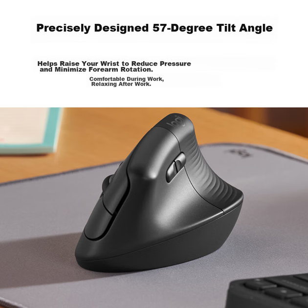 Клавіатура Logitech Wave, ергономічна клавіатура, офісна клавіатура, бездротова синя клавіатура з м'якою підставкою для рук, підключається до 3 пристроїв, графітово-чорна, 99 клавіш - зображення 10