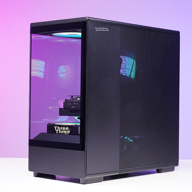 Корпус для настільного комп'ютера Aigo Starry Sky Black з вертикальним потоком повітря / материнська плата M-ATX / водяне охолодження 240 мм / панорамний огляд 270° / відеокарта 5090 - изображение 11