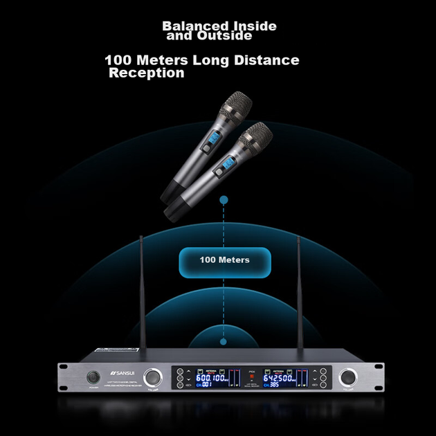 Микрофон беспроводной SANSUI H2S, ручной, с двумя микрофонами, профессиональный - изображение 8