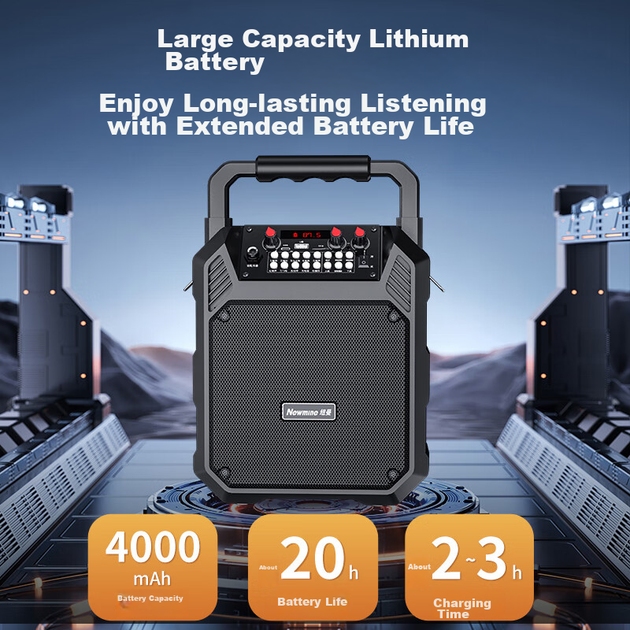 Беспроводная Bluetooth-колонка Newmine K503, портативная колонка для уличных танцев с высокой громкостью, компактный портативный плеер для караоке, громкоговоритель для оплаты уличной торговли, версия с одним микрофоном. - изображение 6