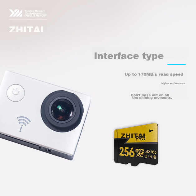 Карта памяти ZhiTai Yangtze Memory microSDXC 256GB UHS-I U3 V30 A2 + SD-адаптер - изображение 5