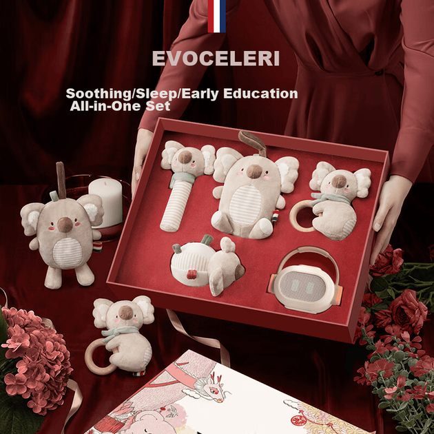 Подарочный набор EVOCELER для новорожденных, игрушки для малышей от 0 до 1 года, приветственный подарок, мягкая кукла, развивающие игрушки, подарки на полнолуние и первый день рождения. - изображение 6