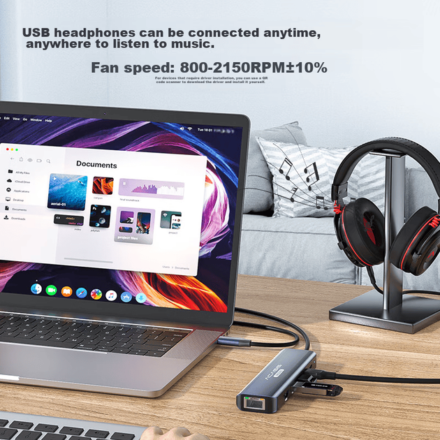 Док-станция расширения Acasis Type-C для настольных компьютеров, HDMI-концентратор, USB-разветвитель, функция зеркального отображения экрана 4K60 Гц, сетевой конвертер портов, адаптер для iPad Pro и Apple Mac, кабель DS-7HN6M1 длиной 1 метр. - изображение 9