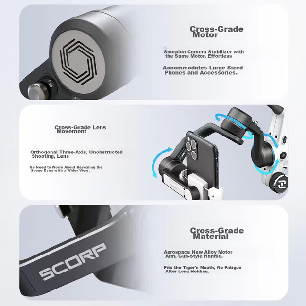 Стабилизатор для смартфонов FeiyuTech MiniP, профессиональная трехосевая стабилизация, встроенная рукоятка, ручной стабилизатор, стабилизатор для смартфонов, черный. - Фото 4 Стабилизатор для смартфонов FeiyuTech MiniP, профессиональная трехосевая стабилизация, встроенная рукоятка, ручной стабилизатор, стабилизатор для смартфонов, черный. - изображение 4