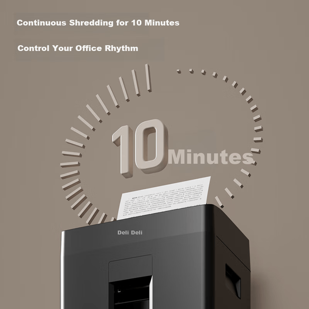 Измельчитель бумаги Deli Shredder, уровень безопасности 4, однопроходный, 8 листов, непрерывное измельчение в течение 10 минут, большой мощный офисный измельчитель бумаги, емкость 23 л, может измельчать вместе со скобами, продается компанией JD GA311. - изображение 5