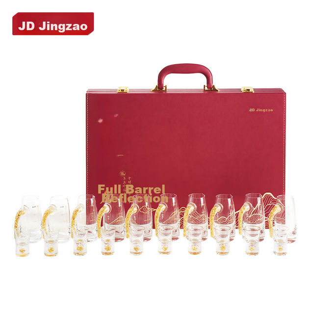 Набір для лікеру JD Original, 24-каратні платинові келихи для лікеру високого класу, градуйований декантер, подарункова коробка, 10 декантерів та 10 чашок - зображення 13