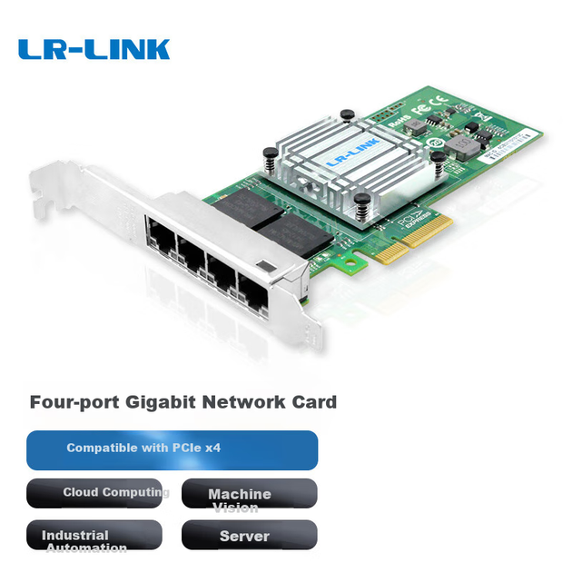 LR-LINK Lianrui LRES2025PT PCIex4 гігабітна чотирипортова серверна мережева карта, промислова камера машинного зору GigE дротова мережева карта, сумісна з побутовим чіпом I350-T4 - Фото 4 LR-LINK Lianrui LRES2025PT PCIex4 гігабітна чотирипортова серверна мережева карта, промислова камера машинного зору GigE дротова мережева карта, сумісна з побутовим чіпом I350-T4 - изображение 4