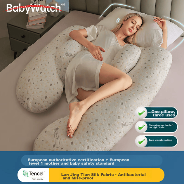 Подушка для вагітних BabyWatch, підтримка талії для сну на боці, подушка для підтримки живота, U-подібна подушка для вагітних для сну на боці - зображення 9