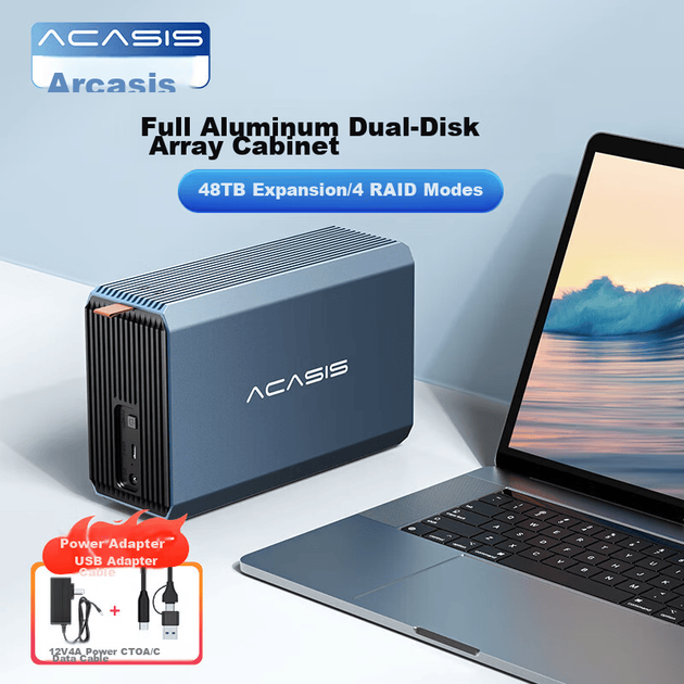 Корпус для жестких дисков Acasis, двухсекционный, 2,5/3,5 дюйма (с режимом RAID, встроенным вентилятором охлаждения), USB 3.0, SATA, дисковый массив EC-7352 - Фото 12 Корпус для жестких дисков Acasis, двухсекционный, 2,5/3,5 дюйма (с режимом RAID, встроенным вентилятором охлаждения), USB 3.0, SATA, дисковый массив EC-7352 - зображення 12
