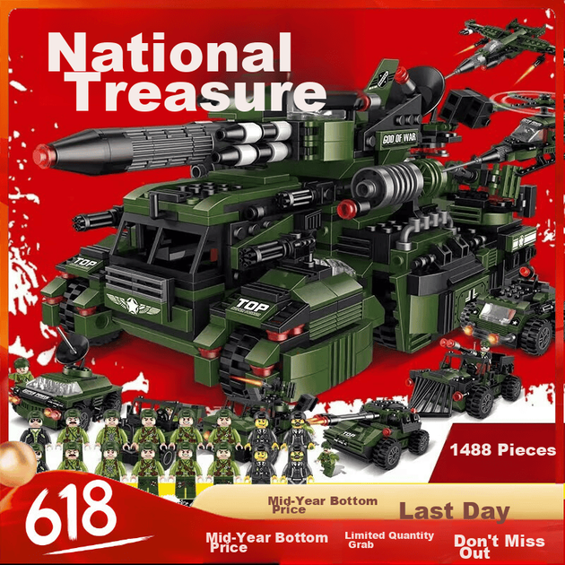 Игрушка Dayishou для детей 8-12 лет, совместима с конструктором Lego «Танки», «Различные самолеты», «Военная техника», отличный подарок на День защиты детей для мальчиков. - изображение 4