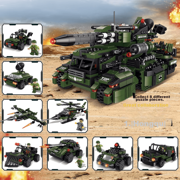 Игрушка Dayishou для детей 8-12 лет, совместима с конструктором Lego «Танки», «Различные самолеты», «Военная техника», отличный подарок на День защиты детей для мальчиков. - изображение 5