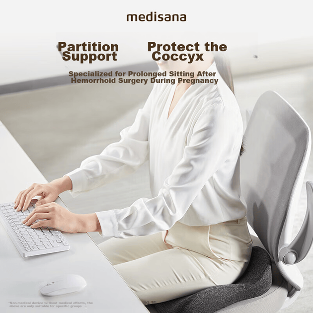 Подушка для сидения в офисе Medisana, подушка для ягодиц для беременных, подушка для сиденья, снижающая давление на копчик и крестец, подушка для автомобильного сиденья при геморрое и анальном свище, послеоперационная подушка для сиденья - зображення 4