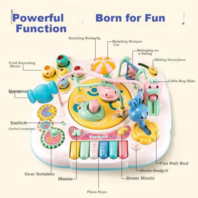 Многофункциональный игровой столик Xinge Baby Toy для новорожденных от 6 до 12 месяцев, музыкальное обучающее пианино, подарок на день рождения. - изображение 9