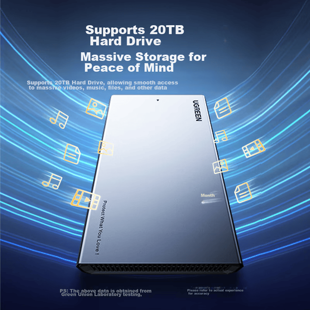 Зовнішній корпус для жорсткого диска UGREEN USB 3.0, портативний корпус для 3,5-дюймового жорсткого диска, сумісний з ноутбуками та настільними комп'ютерами, інтерфейс SATA для SSD та механічних жорстких дисків - зображення 8