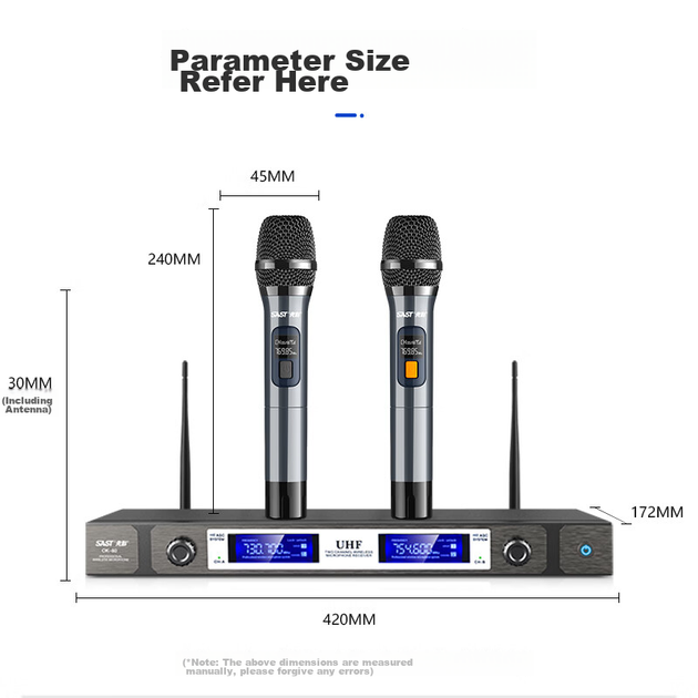 Система микрофонная беспроводная SAST двухканальная UHF для обучения выступлений караоке - изображение 9