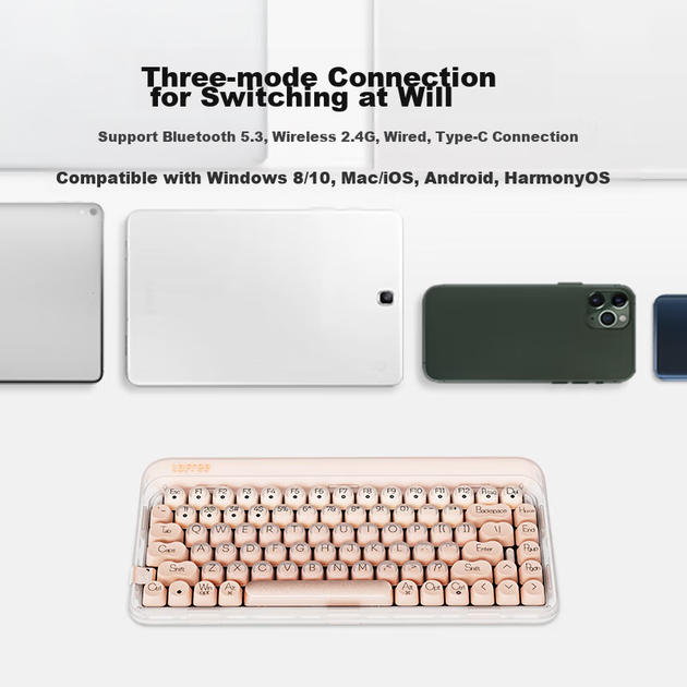 Рідка клавіатура LOFREE Foundation, бездротова механічна Bluetooth, трирежимна, з можливістю гарячої заміни, для жіночого офісного комп'ютера, 84 клавіші - зображення 6