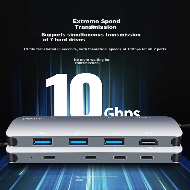 Док-станция расширения Isky Type-C 3.2, высокоскоростная док-станция Gen2 10 Гбит/с для подключения HDMI 4K HD, совместима с телефонами, ноутбуками и планшетами Apple, Microsoft и Huawei. - изображение 7