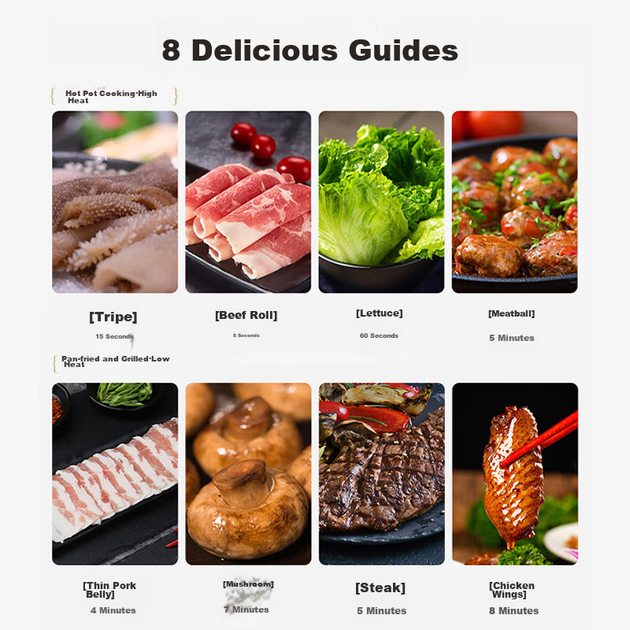 Специализированная электрическая кастрюля Midea Hot Pot, электрическая кастрюля для приготовления пищи, 8 л, многофункциональная кастрюля, двусторонний контроль температуры, съемная многоцелевая кастрюля Hot Pot HGS382712 - изображение 8