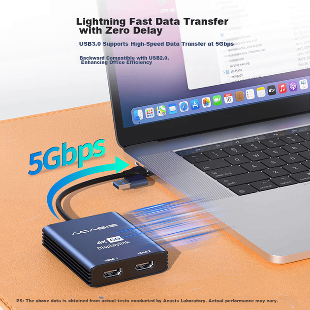 Док-станция Acasis DisplayLink Expansion Dock, расширение для трех экранов для Apple M345 Pro, расширение для нескольких экранов, USB-HDMI конвертер, двухконтактная конструкция Type-C/USB, DS0602 - изображение 8