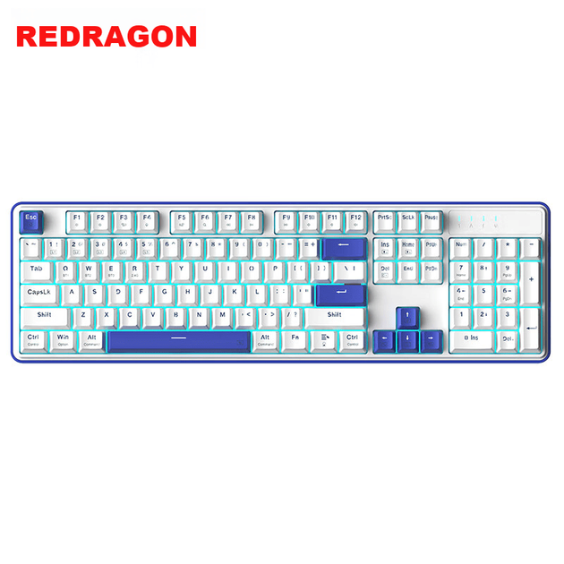 REDRAGON KS104-B Механічна клавіатура, Дротова офісна клавіатура, Комп'ютерна клавіатура, Новорічний подарунок, Біло-синя, Перемикачі Qingmu - зображення 9