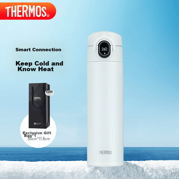Інтелектуальна ізольована кружка THERMOS, 470 мл, високоякісна пляшка для води для чоловіків та жінок, подарунок, подарунок на день народження, TEEA новий білий - зображення 4