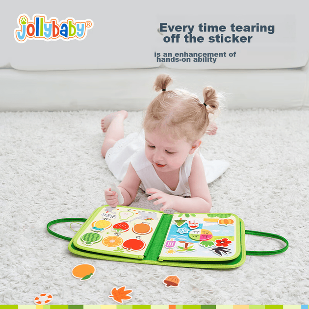 Тканинна книжка Jollybaby на липучці, що відривається, іграшка для прорізування зубів у дитини, міцна, стійка до розривів іграшка, дитячий подарунок, книжка-відрив - у стилі джунглів - зображення 6