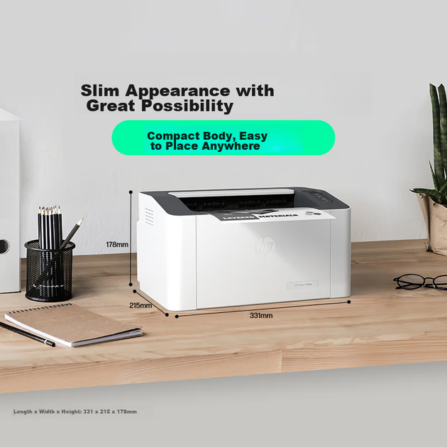 Бездротовий лазерний принтер HP 1008w, компактний бездротовий лазерний принтер, друк для студентів вдома, простий та стильний - изображение 4
