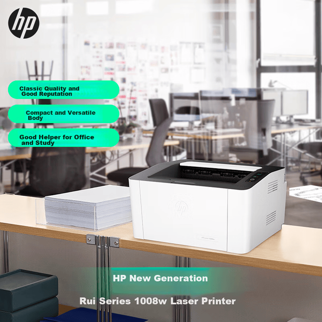 Бездротовий лазерний принтер HP 1008w, компактний бездротовий лазерний принтер, друк для студентів вдома, простий та стильний - изображение 8