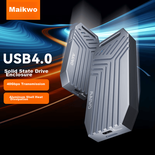 Корпус MAIWO для SSD M.2 NVMe Thunderbolt 4/USB4, 40Гбит/с, алюминиевый, K1695 - Фото 4 Корпус MAIWO для SSD M.2 NVMe Thunderbolt 4/USB4, 40Гбит/с, алюминиевый, K1695 - изображение 4
