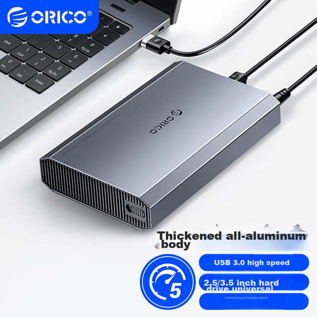 Зовнішній корпус ORICO для 3,5-дюймового жорсткого диска USB 3.0 для ноутбуків та настільних комп'ютерів SATA SSD HDD [повністю алюмінієвий сплав DD35] - зображення 12