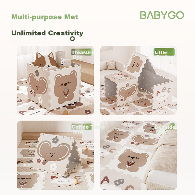 Коврик для ползания BG-BABYGO из XPE, потовщенный, без окантовки - Фото 8 Коврик для ползания BG-BABYGO из XPE, потовщенный, без окантовки - изображение 8