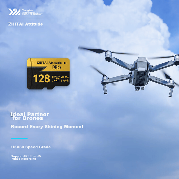 Карта памяти ZhiTai Yangtze Memory PRO Professional microSDXC 128GB UHS-I U3 V30 A2 + SD-адаптер - изображение 7