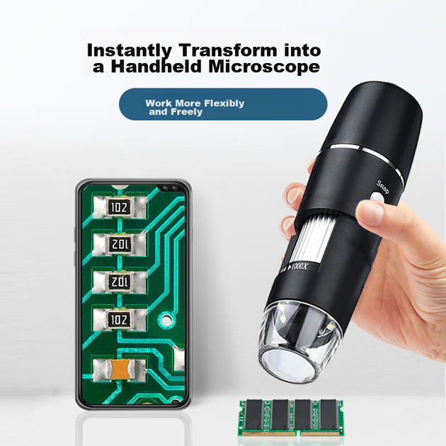 Цифровой микроскоп MIXOUT с Wi-Fi-подключением для фото- и видеосъемки на телефон, промышленный инструмент для ремонта печатных плат. - изображение 5