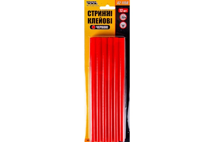 Клеевые стержни универсальные Mastertool 11.2 x 200 мм красные (в упаковке 12 шт.) - изображение 2