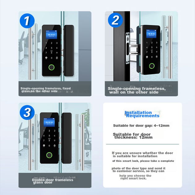 Замок Realand с отпечатком пальца для стеклянных дверей, Bluetooth, офисный, ZD708 - изображение 4