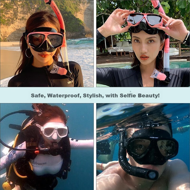 WATERTIME / Комплект снаряжения для дайвинга Shuichuan, включающий маску для подводного плавания, полную сухую трубку, подводный респиратор и плавательные очки. - изображение 4